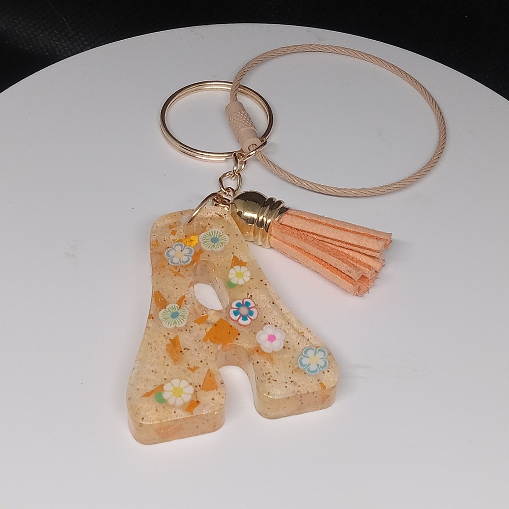 Floral Resin Keychain with Tassel